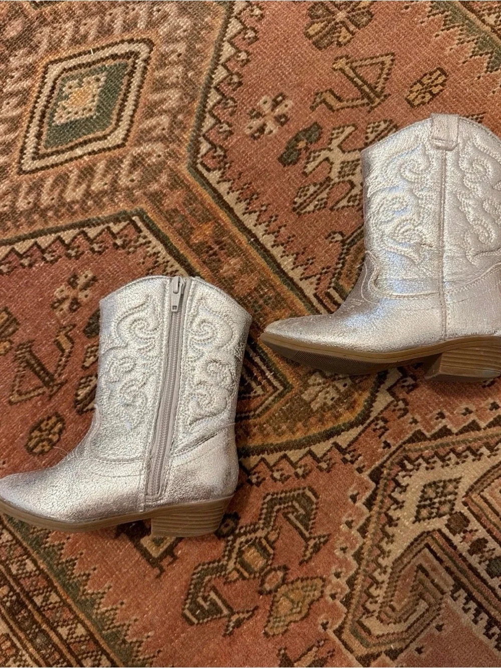 Tucker + Tate Toddler Little Girl Cowboy Cowgirl Boots -  metallic silver size 9